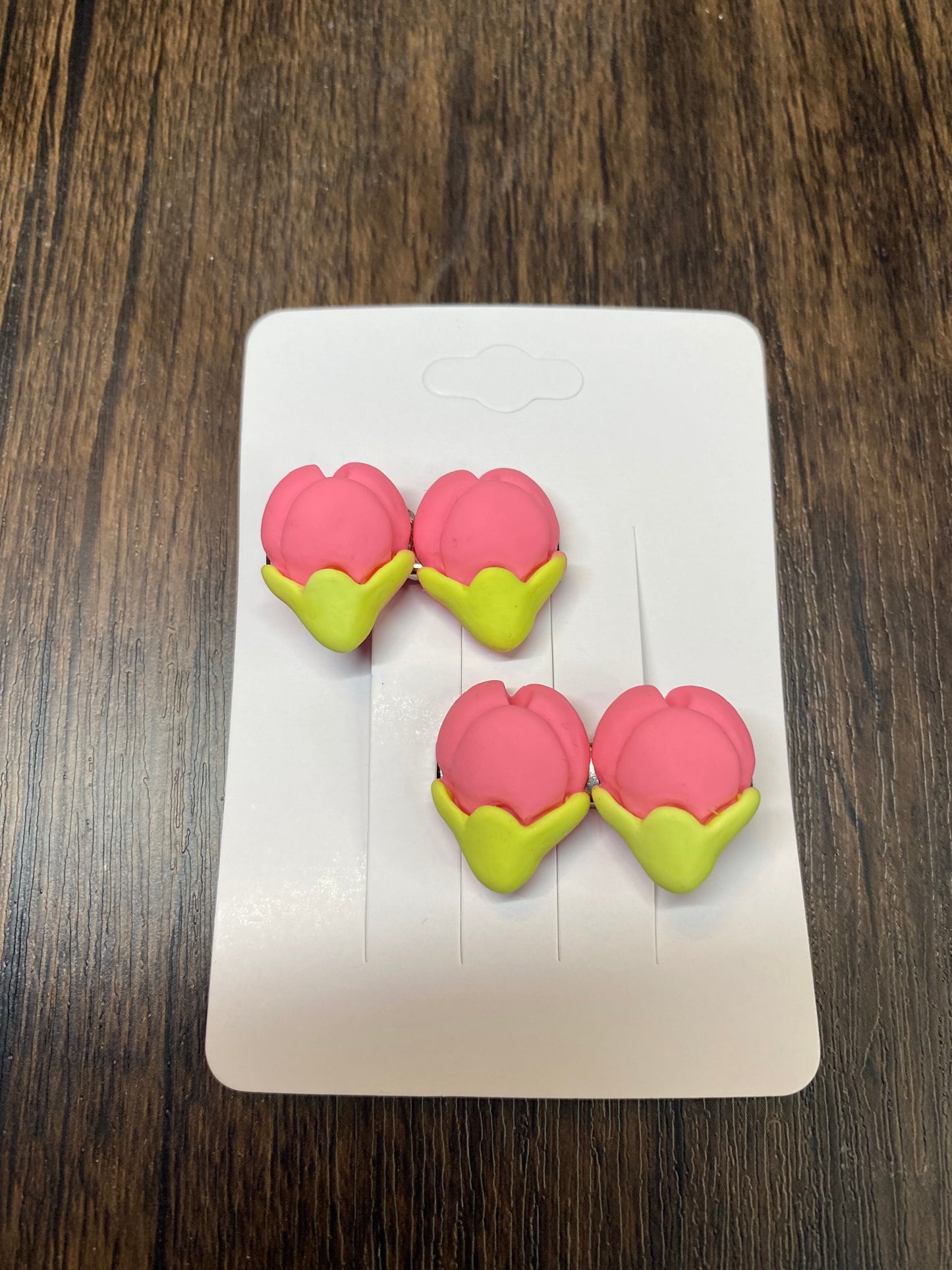 Spring Tulip Hairclip Small flower hair accessory, 1” Hairclip - 2 in set