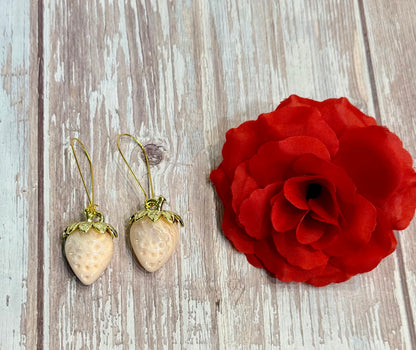 Iridescent Strawberry Earrings - Acrylic Fruit Earrings on French Hooks - Handmade Kawaii Jewelry, Summer Fruit Colorful Strawberry Earrings
