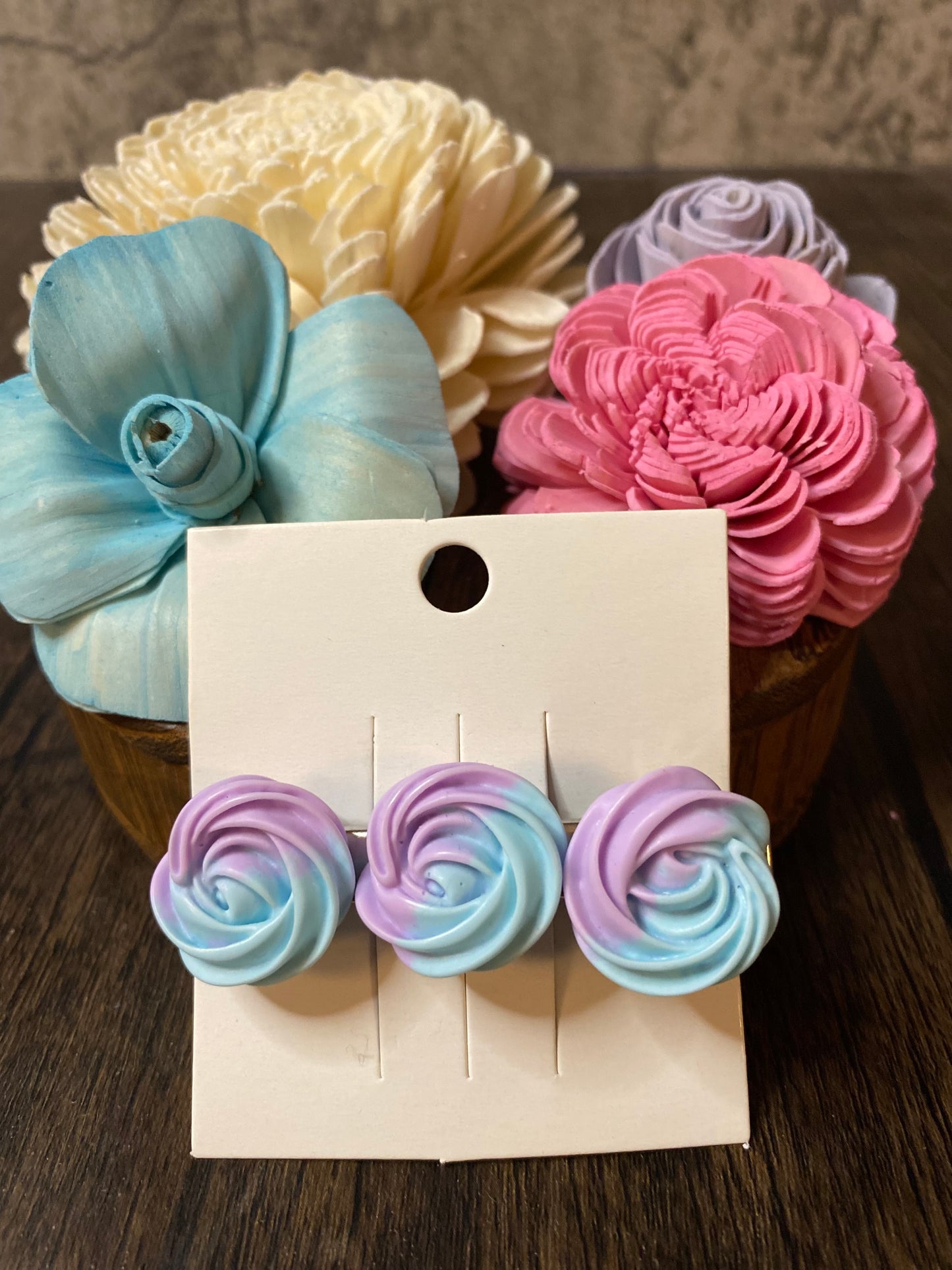 Pastel Merengue Cookie Hairclip, Colorful 2.5” Flower Icing Barrette