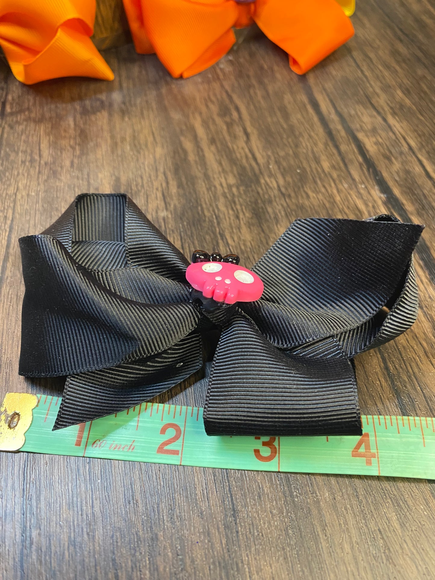 Custom  Halloween Hair Bows - 4" Handmade Ribbon Bow with 2" Clip - Cute Halloween Hair Accessories - Spooky and Fun Hair Bow Clip