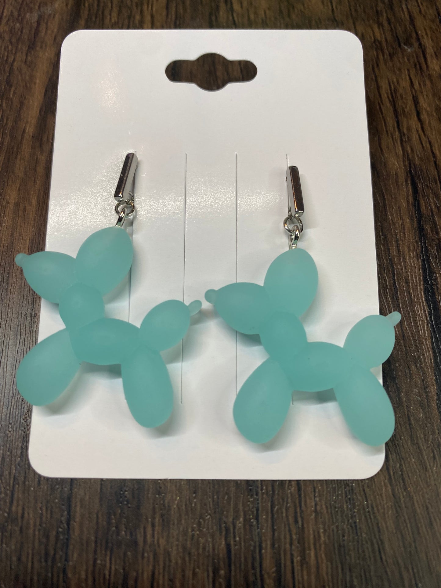 Balloon Animal Dangle Eaarings with Surgical Steel Rectangle post, Fun Colorful Dog Earrings