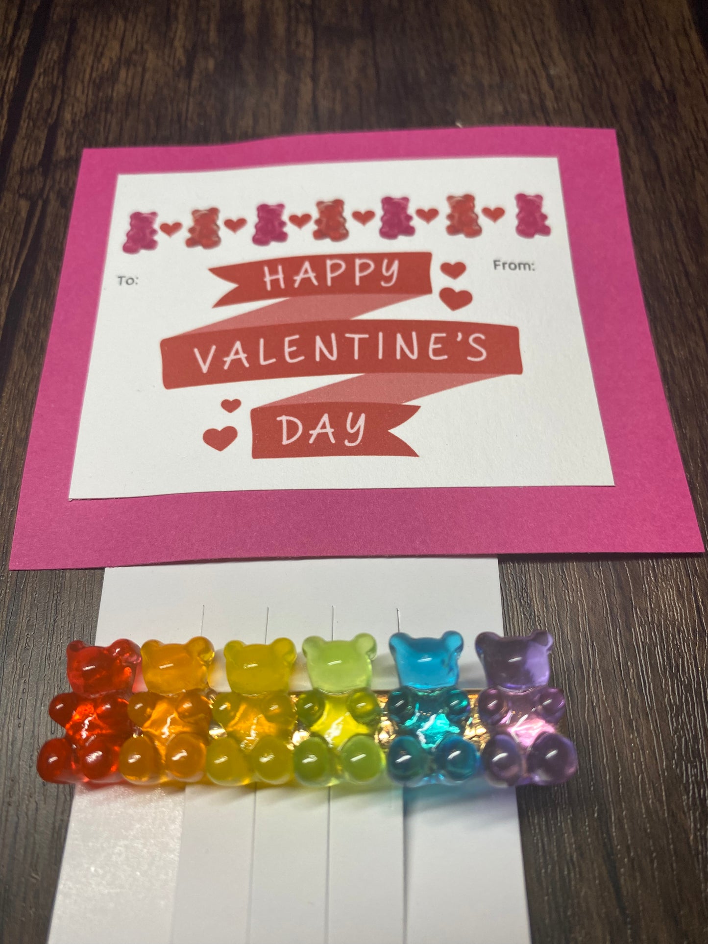 Handmade Valentine with Gummy Bear Hair Clip Favor, Gummy Bear Hairclip, Valentine Party Favor