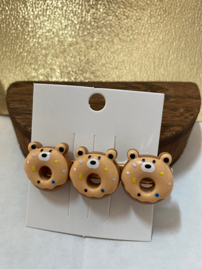 Fun Colorful and Playful Doughnut Shaped Animal Themed Hair Clips, Cute Hair Accessory, Animal, Candy Coated Hair Barrettes