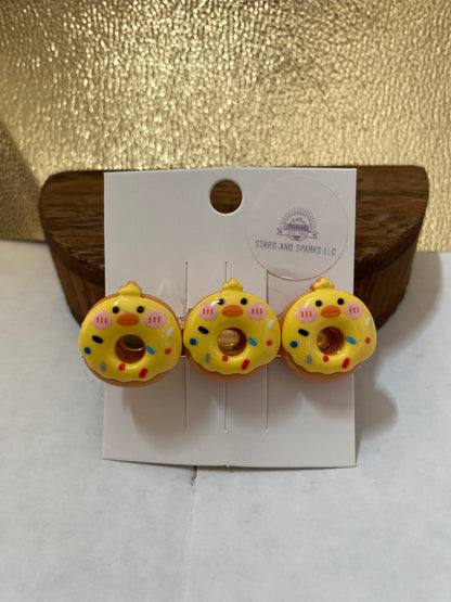 Fun Colorful and Playful Doughnut Shaped Animal Themed Hair Clips, Cute Hair Accessory, Animal, Candy Coated Hair Barrettes