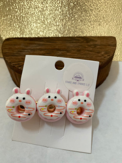 Fun Colorful and Playful Doughnut Shaped Animal Themed Hair Clips, Cute Hair Accessory, Animal, Candy Coated Hair Barrettes