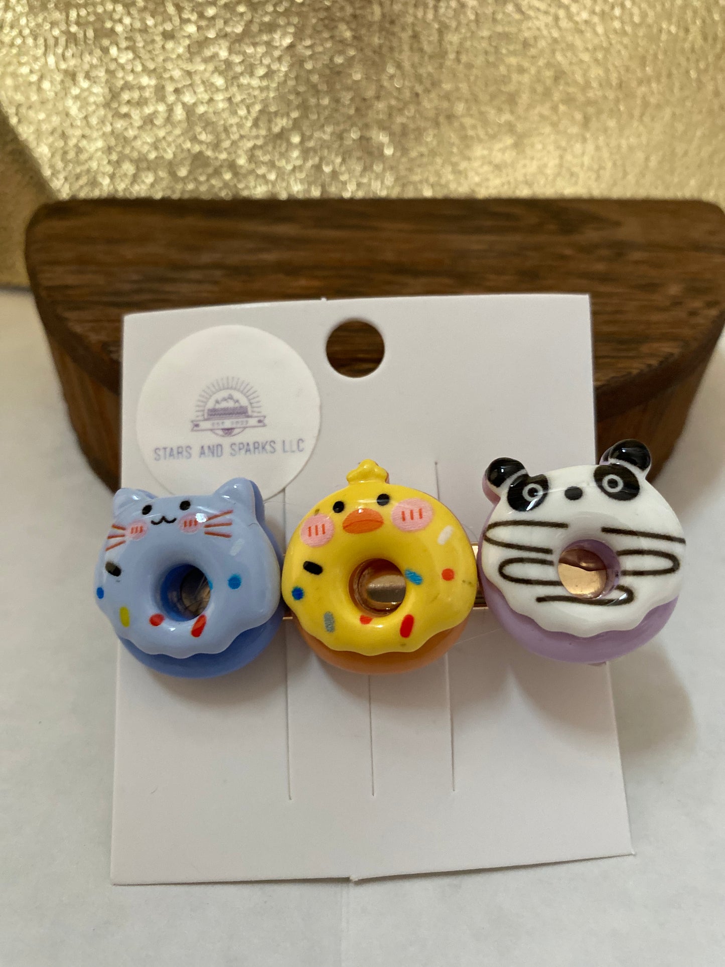Fun Colorful and Playful Doughnut Shaped Animal Themed Hair Clips, Cute Hair Accessory, Animal, Candy Coated Hair Barrettes