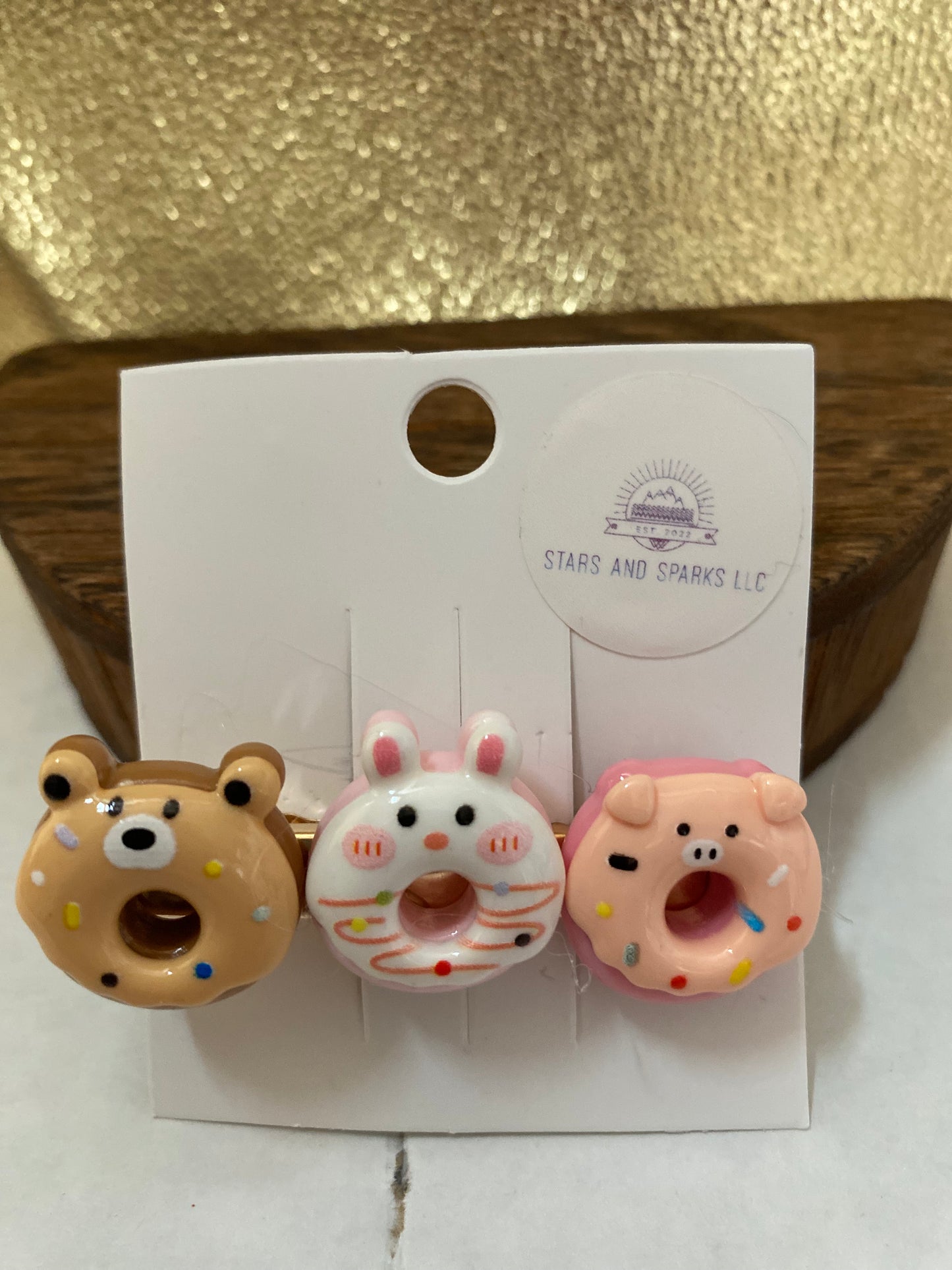 Fun Colorful and Playful Doughnut Shaped Animal Themed Hair Clips, Cute Hair Accessory, Animal, Candy Coated Hair Barrettes