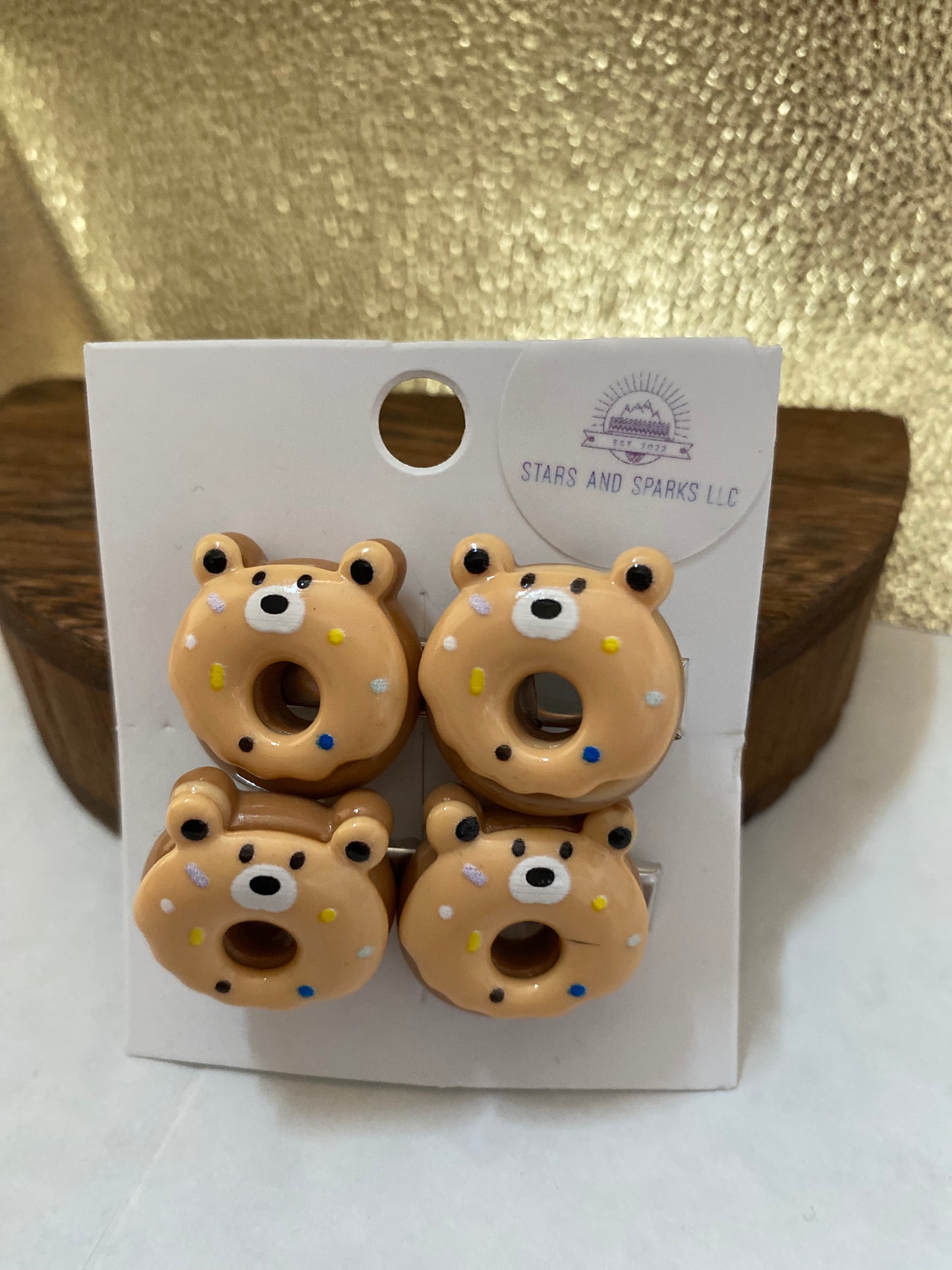 Fun Colorful and Playful Doughnut Shaped Animal Themed Hair Clips, Cute Hair Accessory, Animal, Candy Coated Hair Barrettes