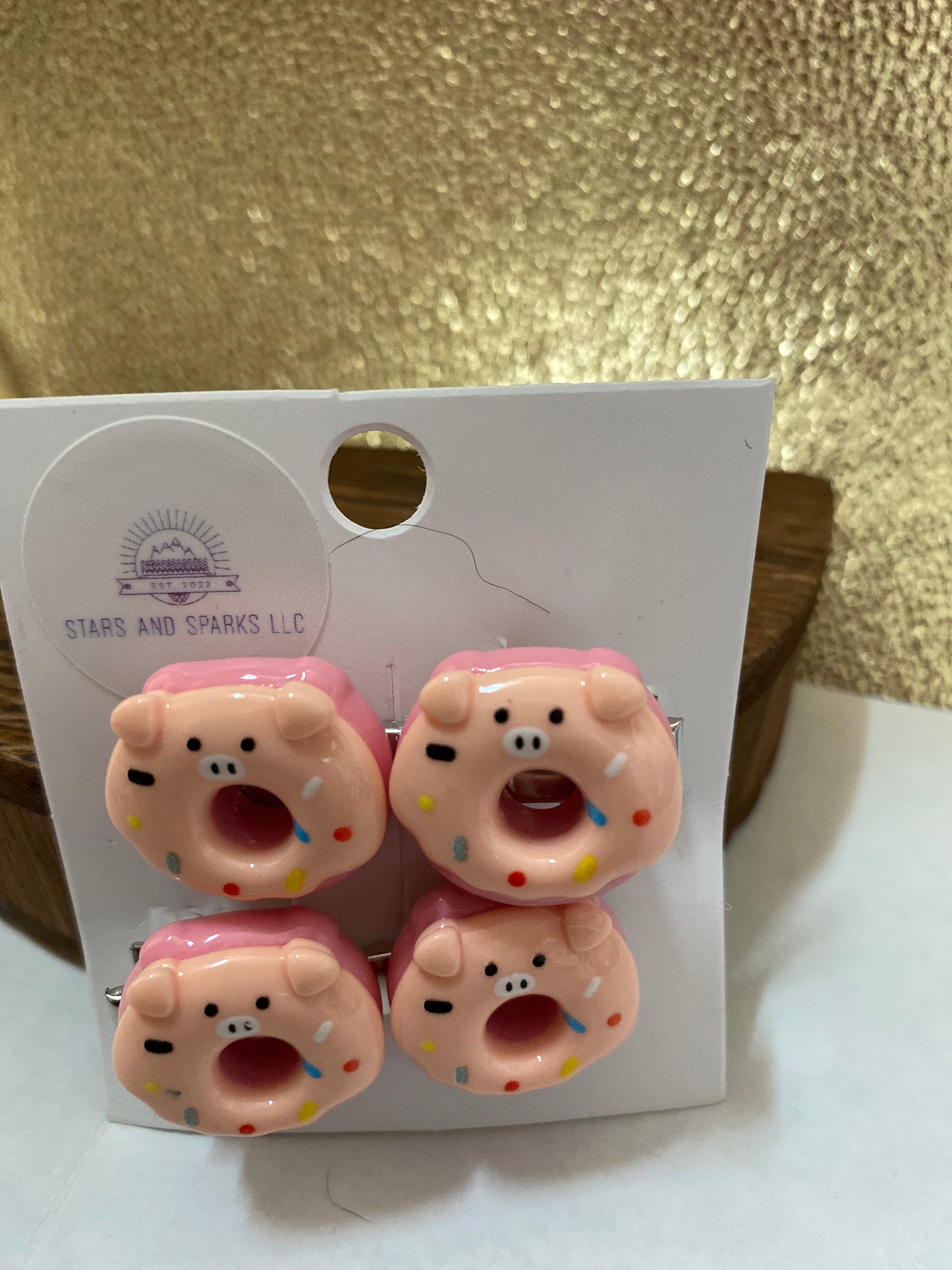 Fun Colorful and Playful Doughnut Shaped Animal Themed Hair Clips, Cute Hair Accessory, Animal, Candy Coated Hair Barrettes