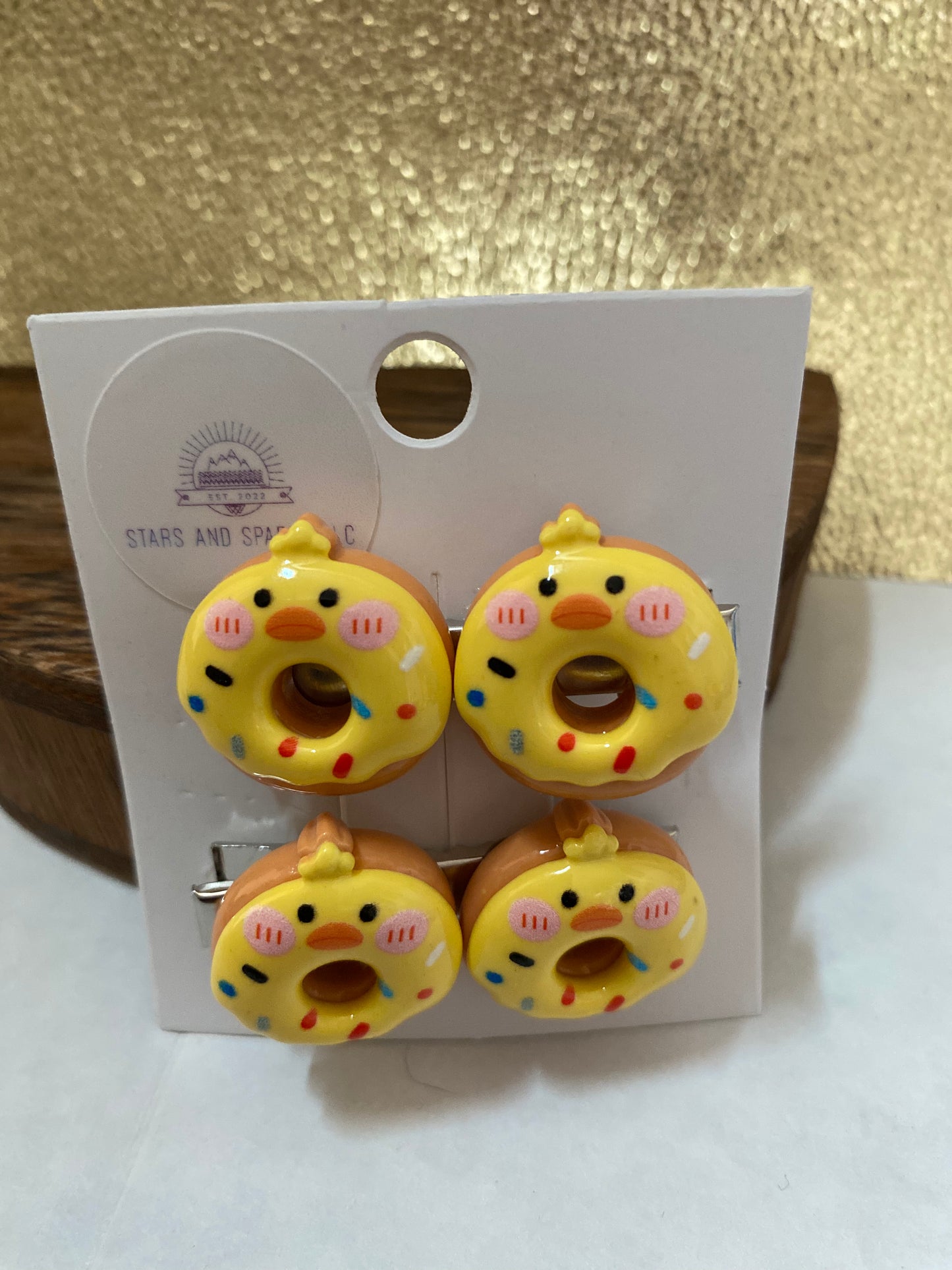 Fun Colorful and Playful Doughnut Shaped Animal Themed Hair Clips, Cute Hair Accessory, Animal, Candy Coated Hair Barrettes