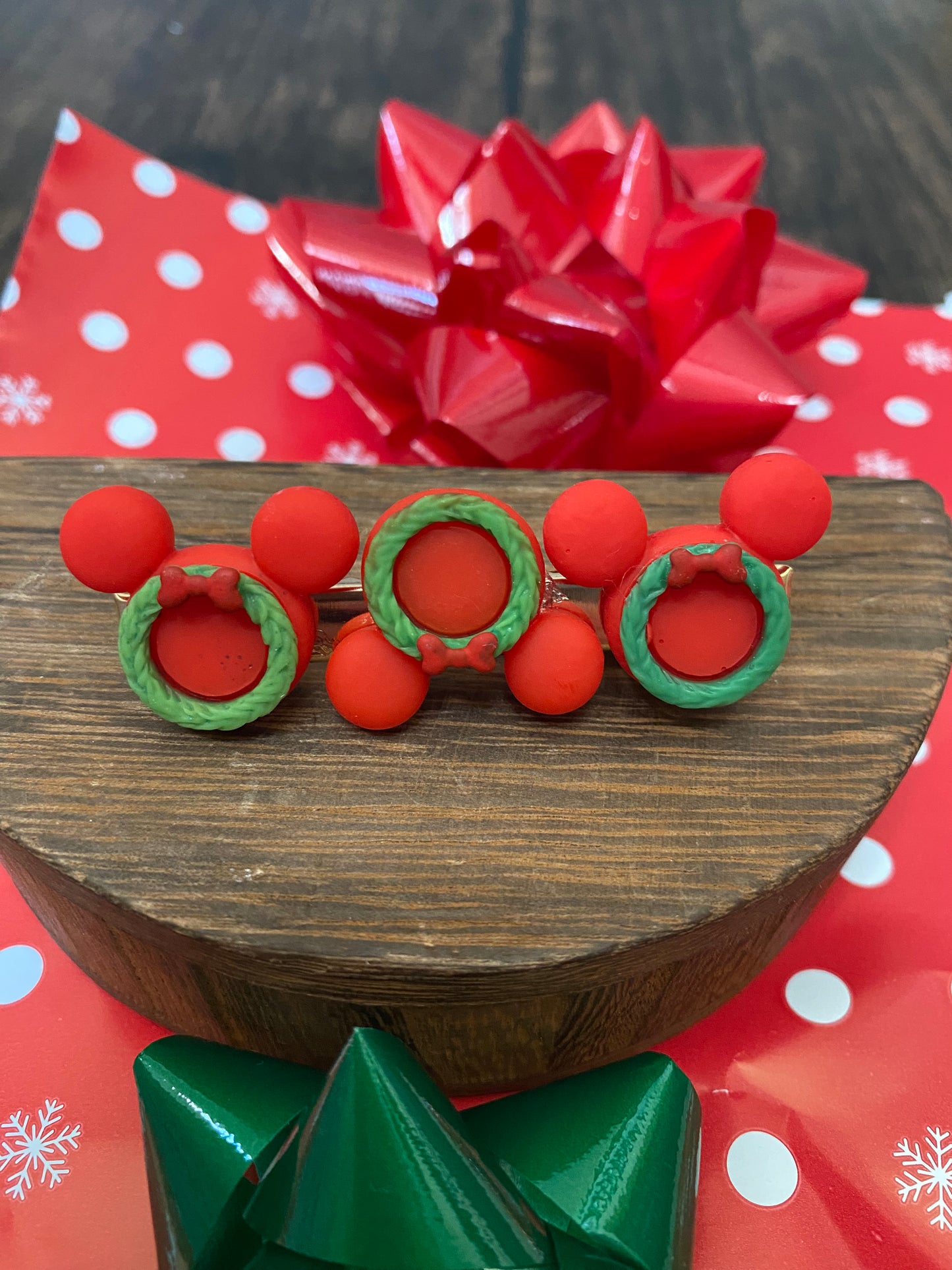 Holiday themed Mouse Ear inspired Hair Clips, Christmas Hair Clips, Adorable Hair Accessory