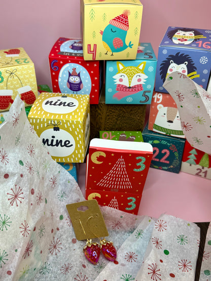 Accessory Advent Calendar 2025 | 24 Days Hair Clips Earrings | Christmas Countdown Gift Box Girls Women Jewelry Holiday Surprise