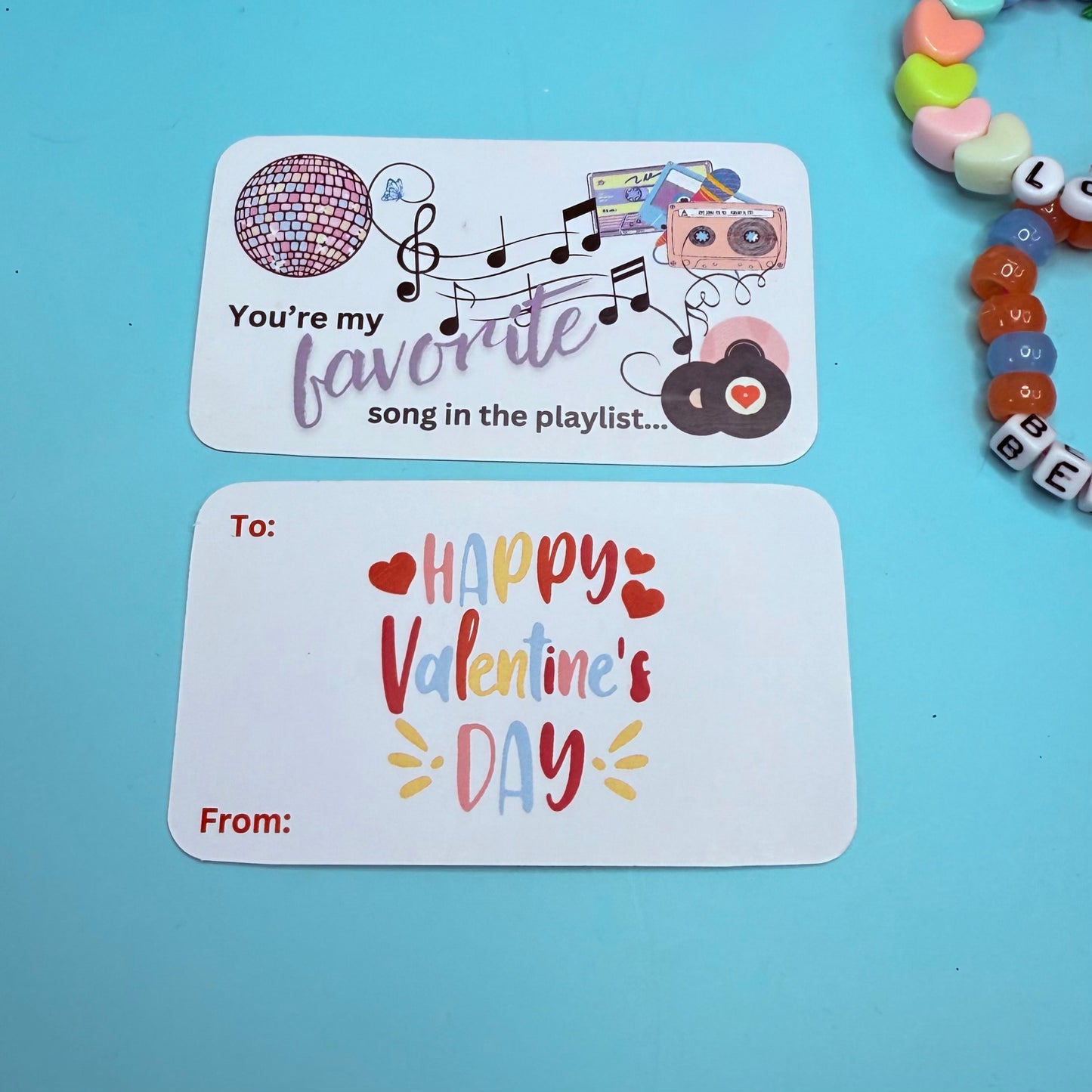 Magical Music Valentines – Friendship Bracelet Card Set, Beaded Gift for Kids, Teens & Friends, Pop Star Vibes, Unique Classroom Cards
