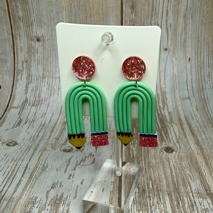 Pencil Dangle Earrings, Teacher Gift Earrings, Back to School Jewelry, Cute Classroom Earrings, Colorful Statement Earrings