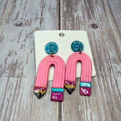 Pencil Dangle Earrings, Teacher Gift Earrings, Back to School Jewelry, Cute Classroom Earrings, Colorful Statement Earrings