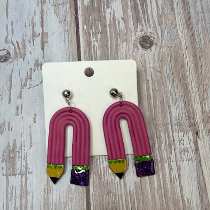Pencil Dangle Earrings, Teacher Gift Earrings, Back to School Jewelry, Cute Classroom Earrings, Colorful Statement Earrings