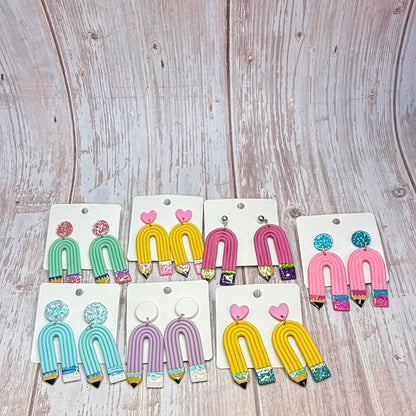 Pencil Dangle Earrings, Teacher Gift Earrings, Back to School Jewelry, Cute Classroom Earrings, Colorful Statement Earrings