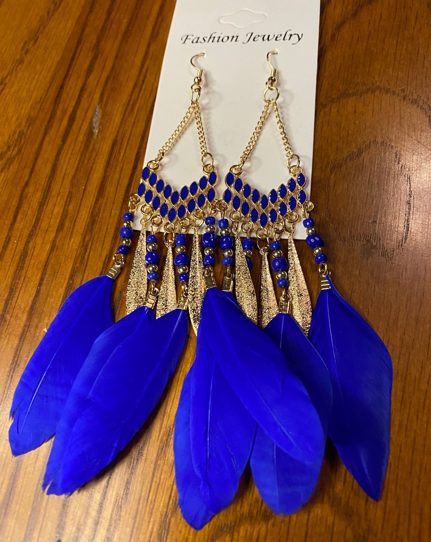 Boho Feather Earrings, Bright Colored Feather, Bead, and Gold Alloy Dangle Earrings- Several Colors