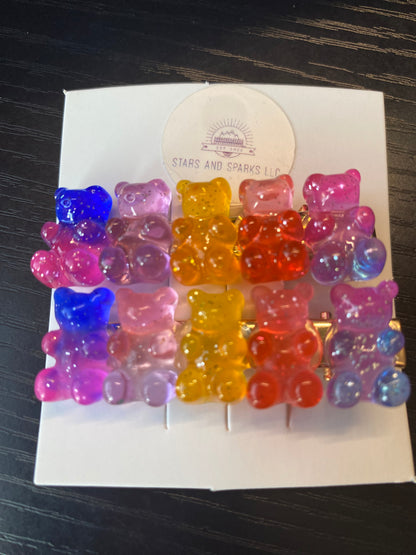 Colorful Gummy Bear Hair Clip, Hair Accessory, Women, Girls, Cute Hair 2 Clip Set, Alligator Clips- Lots of colors!