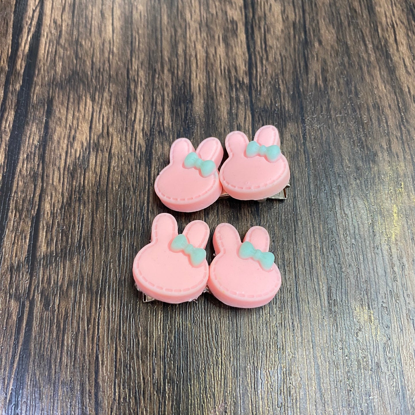 Colorful Mini Pastel Easter Bunny Hairclips, Rabbit Bunny Face with Bow Hair accessory for Easter Basket, Cute Hairclip