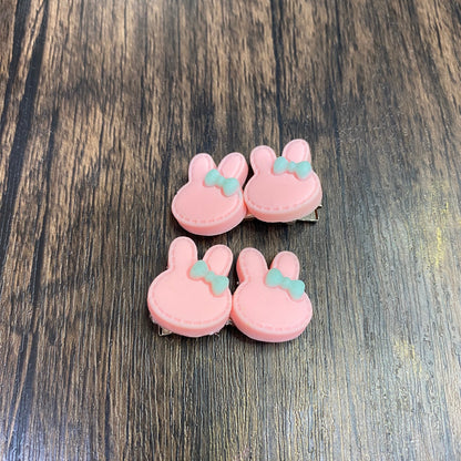Colorful Mini Pastel Easter Bunny Hairclips, Rabbit Bunny Face with Bow Hair accessory for Easter Basket, Cute Hairclip