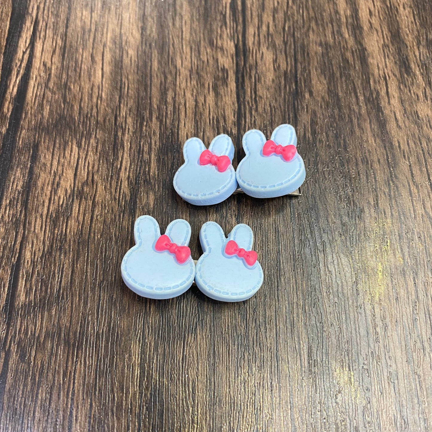Colorful Mini Pastel Easter Bunny Hairclips, Rabbit Bunny Face with Bow Hair accessory for Easter Basket, Cute Hairclip