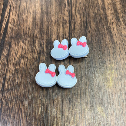 Colorful Mini Pastel Easter Bunny Hairclips, Rabbit Bunny Face with Bow Hair accessory for Easter Basket, Cute Hairclip
