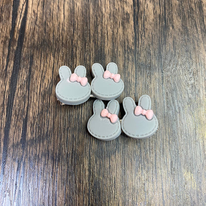 Colorful Mini Pastel Easter Bunny Hairclips, Rabbit Bunny Face with Bow Hair accessory for Easter Basket, Cute Hairclip