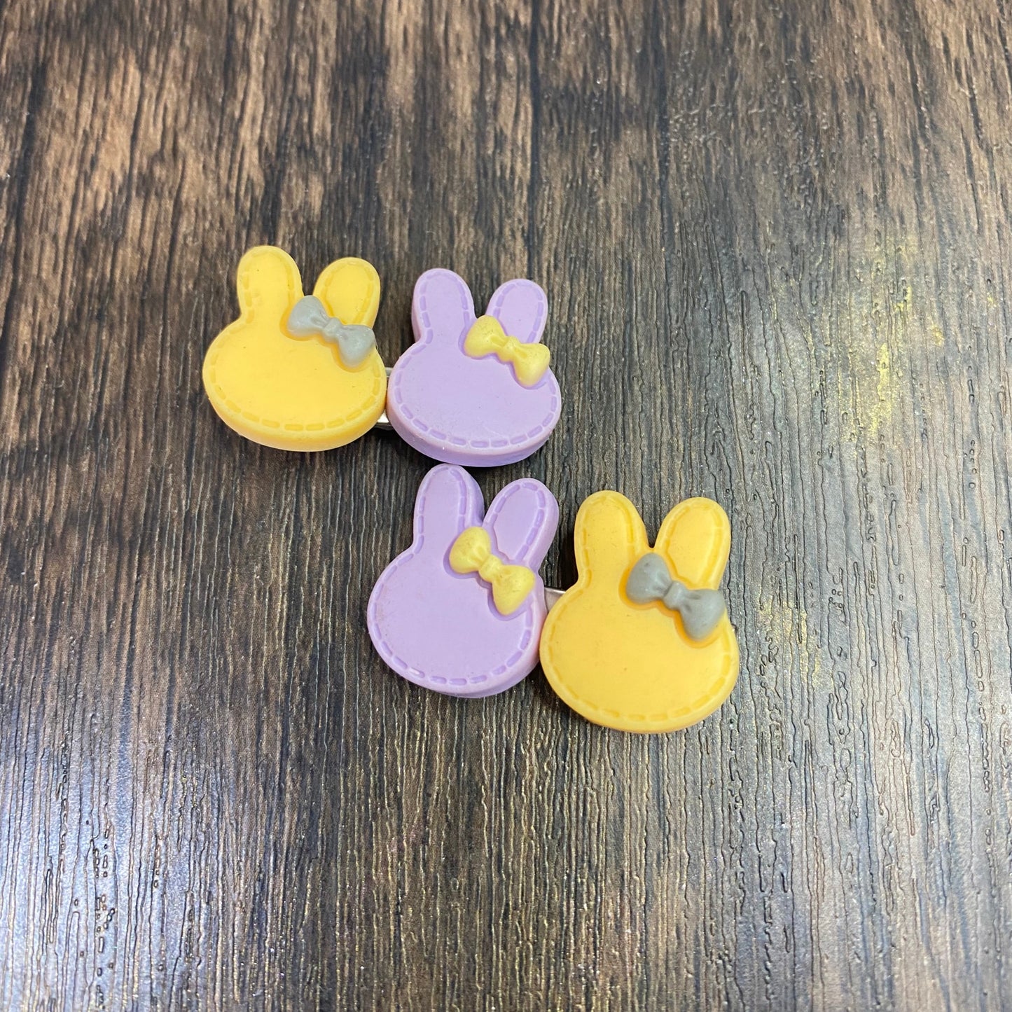 Colorful Mini Pastel Easter Bunny Hairclips, Rabbit Bunny Face with Bow Hair accessory for Easter Basket, Cute Hairclip