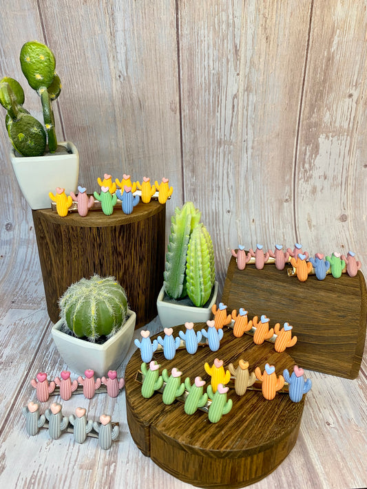 Colorful Polymer Clay Cactus Hair Clips - Trendy and Cute Accessories with a Touch of Arizona