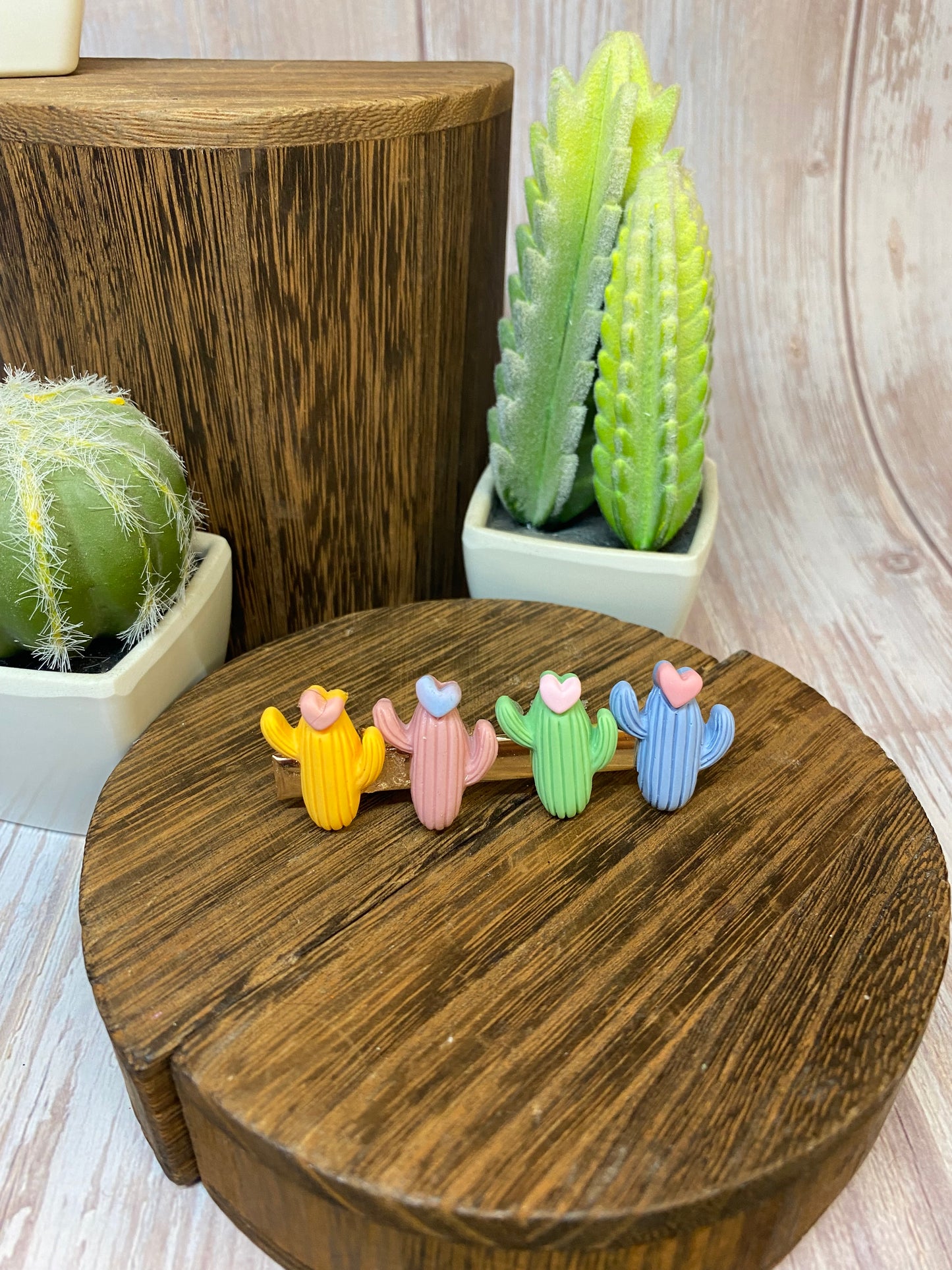 Colorful Polymer Clay Cactus Hair Clips - Trendy and Cute Accessories with a Touch of Arizona