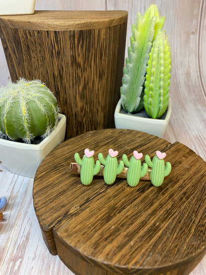 Colorful Polymer Clay Cactus Hair Clips - Trendy and Cute Accessories with a Touch of Arizona