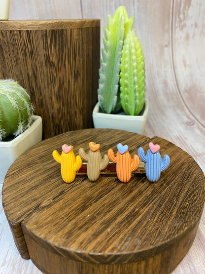 Colorful Polymer Clay Cactus Hair Clips - Trendy and Cute Accessories with a Touch of Arizona