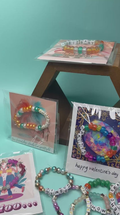 Showgirl Inspired  Valentines – Friendship Bracelet Cards, Galentine’s Day Gift, Trending Valentines