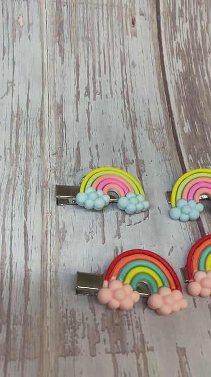 Handmade Bubble Cloud Rainbow Hair Clips. Cute Colorful Hair Accessories Kids Hair Clips Girls Rainbow Hair Barrettes Rainbow Cloud Hair