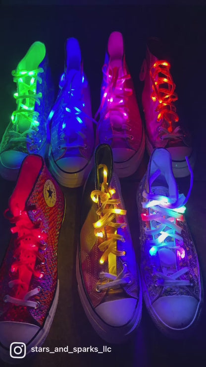 8 pack Light-Up Shoelace Valentine Party Favor, Handmade Valentine Card with LED Shoelace Favors