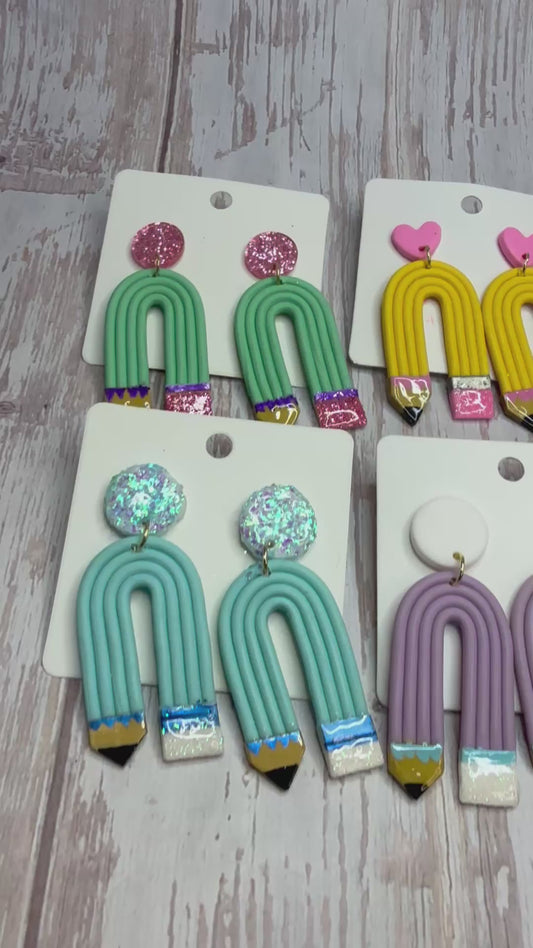 Pencil Dangle Earrings, Teacher Gift Earrings, Back to School Jewelry, Cute Classroom Earrings, Colorful Statement Earrings