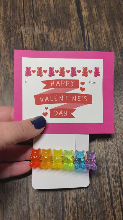 Handmade Valentine with Gummy Bear Hair Clip Favor, Gummy Bear Hairclip, Valentine Party Favor