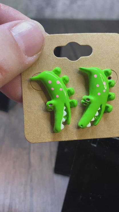 Cute Quirky Alligator Earrings - Fun Green Animal Jewelry for Women, Teens, and Kids - Unique Handmade Gift